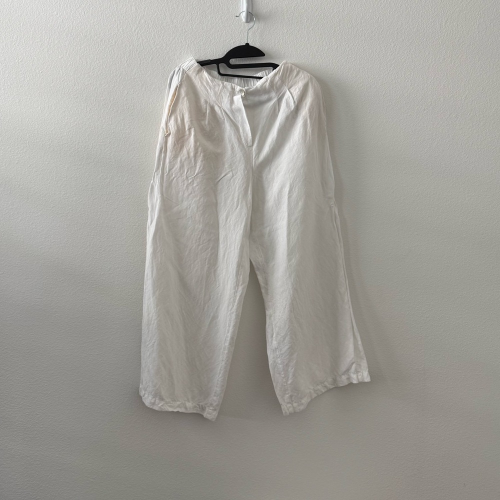 Oysho White Linen Pants